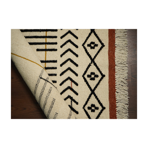 Whimsy Unique Handcrafted Modern Boho Wool Rug Geometric Washable Handwoven Plush-Pile Customized Size <b>Square</b> Home Interior - Product Image 1