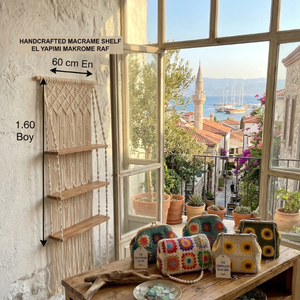 3-Tier <b>Boho</b> Macrame <b>Wall</b> Shelf Handmade Wood Floating Plant Rack 63 NF 1.60X60cm Large NF - Product Image 1