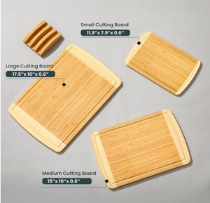 3pcs Bamboo Cutting Board Set with <b>Stand</b> Natural Wooden Chopping Boards for Kitchen Eco Friendly Meat <b>Vegetable</b> Carving Set - Product Image 4