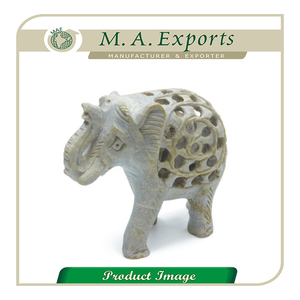 Statue d'éléphant en pierre de savon sculptée à la main, fabriquée en Inde, design moderne écologique, décoration d'intérieur au meilleur prix de gros d'usine - Product Image 2