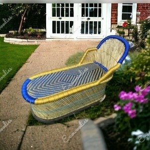 Meubles d'extérieur en bois lit de bronzage en rotin meubles au bord de la piscine avec accoudoir chaise longue extérieure pour jardin plage chaise longue - Product Image 1