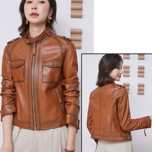 Vestes en cuir pour femmes, manteaux personnalisables pour filles, vestes en cuir véritable en gros, vêtements de mode, coupe ajustée, manches longues - Product Image 6