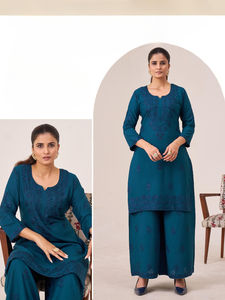 Tela: 14 kg de rayón con trabajo, trabajo superior, trabajo Plazzo, largo del top 40, largo del Plazzo 38 - Product Image 2