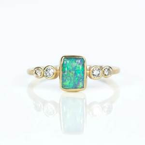 แหวนหมั้นของผู้หญิง925สเตอร์ลิงคลาสสิกแหวนหมั้นทรงแปดเหลี่ยมตัดโอปอลเอธิโอเปียนการตั้งค่าเรือนทองอัญมณีขนาด K ที่กำหนดเอง - Product Image 3