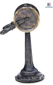 Commande de moteur de bateau en aluminium antique de 20 pouces, pièce maîtresse décorative en fonte de métal télégraphique avec socle en bois - Product Image 6