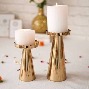 Round Aluminum <b>Hammered</b> Golden Candle <b>Holder</b> for Home Easter Christmas Wedding Birthday Tabletop Decorative Candle <b>Holder</b> - Product Image 2