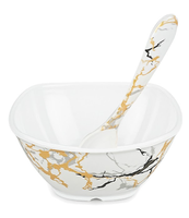 Ensemble de vaisselle en mélamine de haute qualité à triple revêtement, 24 pièces, anti-taches de curcuma, résistant aux bris, assiettes, bols et cuillères