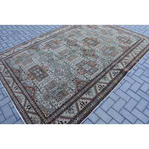 Alfombra turca Vintage de área grande de 6,7x9,7 pies, Material de lana marrón Beige clásico, retales rectangulares de látex para pasillo de dormitorio - Product Image 2