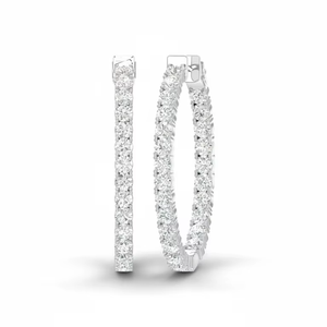 Pendientes de Aro para Mujer, Oro de 14K y Diamantes Naturales Eticos, Corte Brillante Redondo, Interior y Exterior - Product Image 1