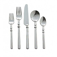 Ensemble de couverts élégant en acier inoxydable miroir 6 pièces avec manches en acrylique, comprenant cuillère, fourchette et couteau pour la salle à manger et les restaurants