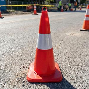 5 cônes de signalisation TPE de 50 cm, cônes de sécurité routière réfléchissants avec bande réfléchissante, sans poids, pour utilisation sur les routes de Dubaï - Product Image 3