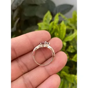 Three Stone Oval <b>Garnet</b> <b>Ring</b> 925 Sterling <b>Silver</b> Handmade Gemstone <b>Ring</b> Wholesale Jewelry Supplier - Product Image 5