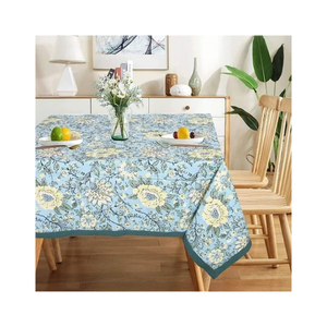 Mantel de Algodón Estampado con Diseño Floral Crema y Borde Botánico, Rectangular, para Comedor, Textil, Venta al por Mayor, OEM - Product Image 3