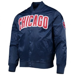 Customizable American Baseball Uniform for Men Winter Fleece-Lined Varsity Jacket Casual Top <b>Silk</b> Zipper Button Embroidered - Product Image 1