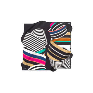 Black Silk Square Striped Scarf-Custom Design Polyester Cotton Blend - Product Image 1