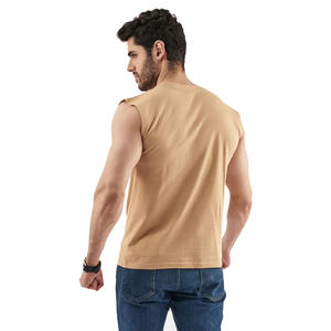 2024 été arrivée hommes Tan couleur sans manches Jersey avec sérigraphie personnalisée Logo hommes sans manches Gym débardeurs à vendre en vrac - Product Image 2