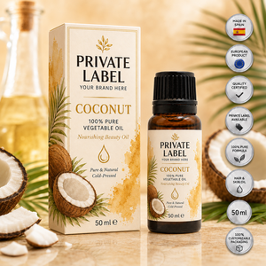 Huile de coco biologique pure à 100 %, marque privée, 50 ml, OEM |   Huile végétale naturelle pour les soins de la peau et des cheveux |   Espagne UE - Product Image 1