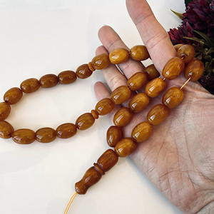Perles de prière islamiques en ambre baltique naturel vintage marron faites à la main, cadeau - Product Image 4