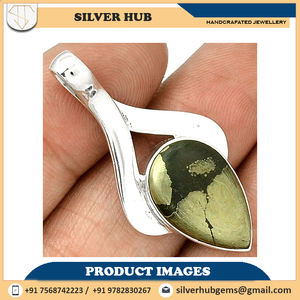 Impresionante Plata de Ley 925, colgante hecho a mano de pirita de plata auténtica, joyería fina, OEM y ODM, venta al por mayor, ajuste de bisel, piedra natal - Product Image 4