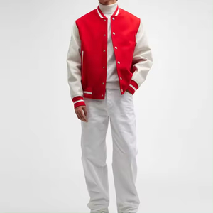 Veste d'université pour hommes au design personnalisé en gros avec col montant Vestes de baseball en laine teintées et avec logo personnalisé pour hommes - Product Image 2