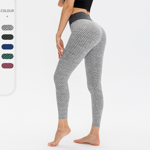 Pantalones de yoga sin costuras con estampado digital personalizado para mujer, mallas de cintura alta de punto transpirables con logotipo, mallas de sublimación informales - Product Image 4