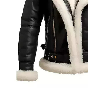 Veste en cuir blindée décontractée pour homme avec capuche en fourrure, veste en cuir de motard de rue - Product Image 3