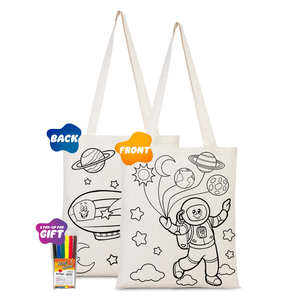 Sac fourre-tout Zeplin & Astronaut teintable 14 L x 16 H (35 cm x 40 cm) avec stylo feutre - Sac de rangement fonctionnel - Product Image 1