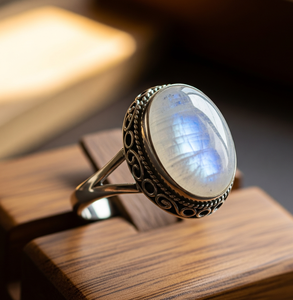 Compre al por mayor Anillo de moda de plata 925 Último diseño Piedra lunar azul Cristal Chapado en oro rosa Banda Fiestas DE BODA Mujeres de moda - Product Image 5