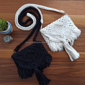 Bolso de Mano de Macramé con Cuerda de Seda Estilo Bohemio, Diseño Plegable Hecho a Mano para Pascua y Navidad - Product Image 1