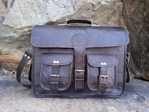 Maletín de moda Vintage marrón hecho a mano, bolso de mensajero para hombre, Unisex, grande, de cuero genuino, para ordenador portátil, bolsas de viaje deportivas - Product Image 4