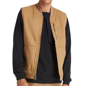 เสื้อกั๊กผ้าแคนวาสสีพื้นสำหรับผู้ชาย เป็นมิตรกับสิ่งแวดล้อม น้ำหนักเบา ระบายอากาศได้ดี เสื้อคลุมลำลอง สไตล์นักกีฬาแบบกำหนดเองสำหรับฤดูหนาว - Product Image 4