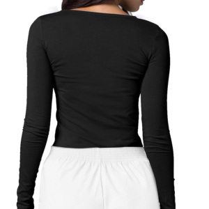 Custom Slim Fit Scrub Crew Neck <b>Long</b> <b>Sleeve</b> Women Plain Jersey Fabric Medical <b>Undershirt</b> Stretchy Scrubs Shirt for Hospital Use - Product Image 2