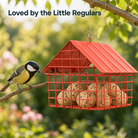 Mangeoire à oiseaux suspendue JH-Mech, durable, en acier allié, avec revêtement en poudre noire, pour jardin, mangeoire à oiseaux en forme de boule de graisse animale