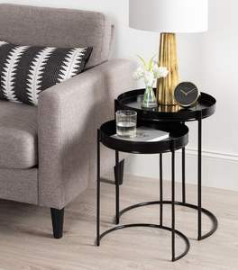 Ensemble de deux tables d'appoint en métal faites à la main Meubles de décoration intérieure de style classique Table d'appoint en métal Design d'intérieur Table d'appoint de luxe - Product Image 2