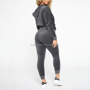 Nouveau hiver 2025 femmes vêtements contraste couleur fermeture éclair sweat à capuche correspondant ensemble survêtement deux pièces Shorts ensemble femmes OEM survêtements - Product Image 6