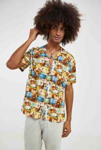 Camisa Casual de Verano para Hombre, Cuello en V, Manga Corta, Diseño Floral Vintage con Collage Artístico, Nueva Colección 2026, Venta al Por Mayor en la UE - Product Image 2