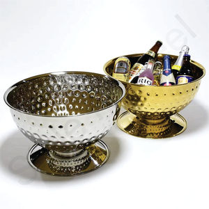 Refroidisseur de champagne personnalisé couleur dorée et argentée au prix de gros ensemble de refroidisseurs de vin martelés audacieux en acier inoxydable - Product Image 1