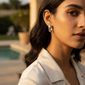 Pendientes de Aro Cuadrados Plateados para Uso Diario, para Mujer, para Bodas, Fiestas y Regalos - Product Image 2