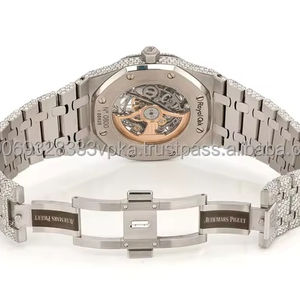 Reloj de pulsera analógico de lujo para hombre, acero inoxidable de alta calidad, Diamante de moissanita de dos tonos único, 41mm, cristal envejecido helado, Hip Hop - Product Image 6