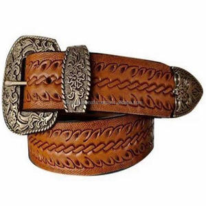 Ustom-cinturones de cuero tallado a mano, elegante cinturón occidental de herramientas con hebilla de diseño de 3 piezas - Product Image 5