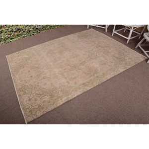 พรมตุรกีขนาดใหญ่ 5.6x7.9 ฟุต พรมวินเทจ พรมขนสัตว์ลายสัตว์สีเขียวเหลือง - Product Image 2