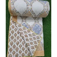 Couette en coton bleu faite à la main, patchwork imprimé, motif brodé, double taille, couverture douce, lavable en machine, literie artisanale