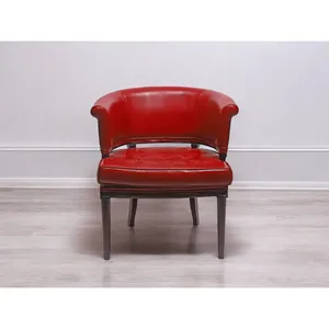 Silla clásica moderna de cuero rojo con marco de madera y dimensiones L25xW21xH31 para uso en el hogar, oficina, sala de estar, apartamento - Product Image 5