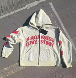 เสื้อสเวตเชิ้ตแนวสตรีทแบบมีฮู้ดสำหรับผู้ชายผ้าคอตตอน100% ซักได้แบบมีซิป - Product Image 1