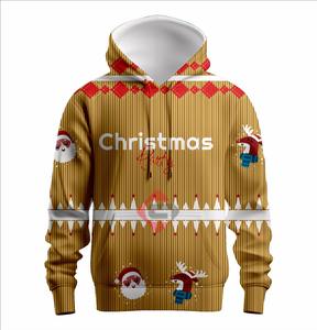 Winter Pullover <b>Men</b> <b>Hoodie</b> With 3D <b>Christmas</b> Logo New Year Pattern Oversized Drawstring Fleece Printed Sublimation Solid Design - Product Image 3