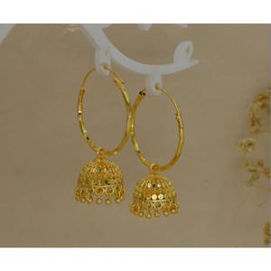 Indian Traditional Jali Design <b>Gold</b> Plated Lightweight Ethnic Wedding Bali Jhumki for <b>Women</b> & Girls Artificial Fashion Earrings - Product Image 1