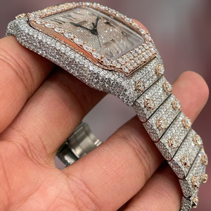 Approvisionnement direct en usine Affichage analogique de luxe Montre glacée en acier inoxydable Moissanite Diamant VVS Clarté Haute Business Fashion Nouveau - Product Image 3