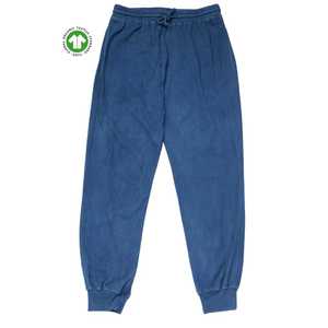 <b>Mens</b> Organic Indigo Jogger Pants - Dark Indigo Blue, 5.4 oz Jersey, Breathable with <b>Stretch</b> Waistband and Ribbed Leg Cuffs - Product Image 1