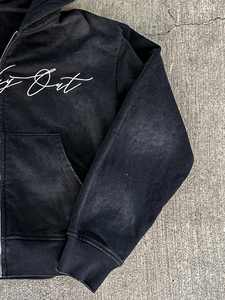 เสื้อฮู้ดดี้ผ้าฟลีซคอตตอนพิมพ์ลายดิจิทัลแบบสั่งทำพิเศษ สไตล์วินเทจ ลวดลายแอซิดวอช ประดับด้วยคริสตัลและงานปัก  ออกแบบเองได้สำหรับผู้ชาย - Product Image 3