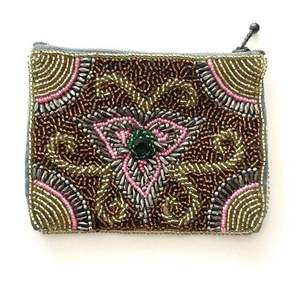 Porte-monnaie ethnique coloré fait à la main avec des perles et une fermeture éclair, mini portefeuille pour femmes au meilleur prix de gros - Product Image 1